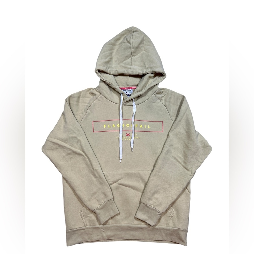 Flag Nor Fail Beige Hoodie (XL) with White Accents